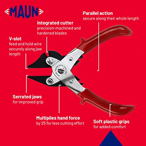 Maun 4960-140 Side Cutter Parallel Plier for Hard Wire Comfort Grips 140 mm